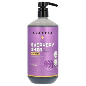 알라피아 Alaffia Eveyday Shea 바디 워시 중건성 피부 라벤더 946ML 32FL oz), 1개