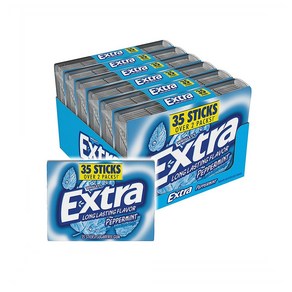 EXTRA Gum Peppemint Sugafee Chewing Gum 엑스트라 페퍼민트 무설탕 츄잉껌 35개입 6팩, 44g, 1개