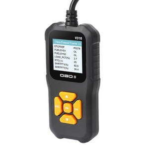 V318 자동차 OBD2 스캐너 10 언어 차량 엔진 오류 코드 리더 스캔 도구 진단 기기 액세서리, Black, 1개