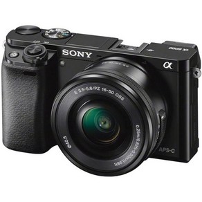 소니 알파 a6000 미러리스 디지털 카메라 24.3MP SLR 카메라(3.0인치 LCD(블랙) 16-50mm 파워 줌 렌즈 포함), 한개옵션0