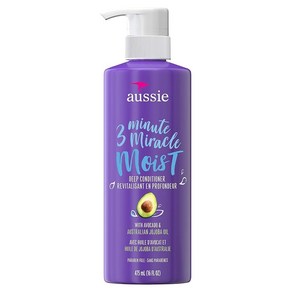 Aussie 3분 미라클 모이스트 디탱글링 딥 컨디셔너 트리트먼트 아보카도 오일 함유 473.2ml16온스, 1개, 475ml