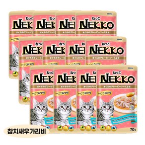 네코 그레이비 파우치 SET (70g x 12개), 참치토핑+새우+가리비(70g x 12개), 70g, 12개