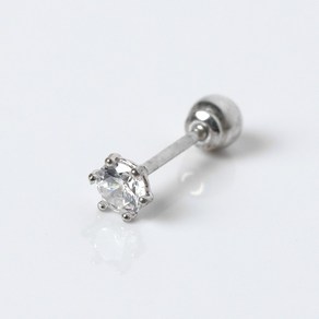 14K 화이트골드 주물6발 큐빅 피어싱 (2~6mm)