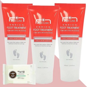 3wc 엔리치 풋 트리트먼트 100ml 3개(+하늘선물 물티슈 10매), 3개, 1개입