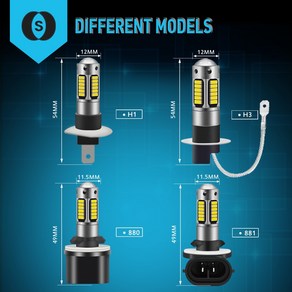 램프 2x H27W/2 H27W/1 H27W Led H27 880 881 전구 1400LM 6500K 화이트 5w 자동차 안개 빛 프런트 헤드 운전 자동 12V, 한개옵션1, 03 H27/881, 1개