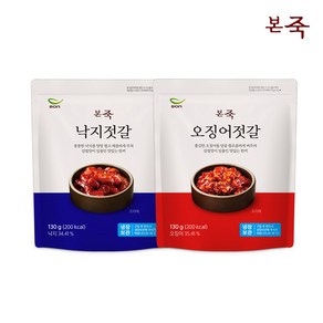 [본죽] 오징어젓갈 130g 1팩 + 낙지젓갈 130g 1팩 반찬, 오징어젓갈130g 1팩+낙지젓갈130g 1팩