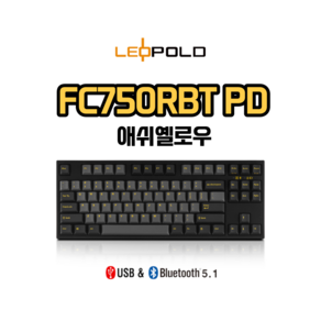 레오폴드 FC750RBT PD 애쉬옐로우 유/무선 텐키리스 기계식 키보드, 영문자판, 흑축