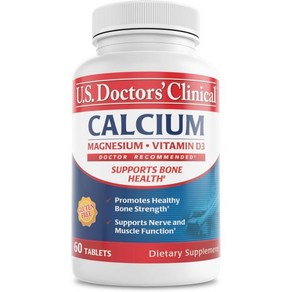 U.S. Doctos' Clinical Calcium Magnesium + Vitamin D3 fo Bone Muscle and Neve Suppot 120, 60, 1개, 60정