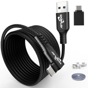 Quest 2/Po/Pico4/Rift 및 PC/Steam VR용 uniplay 링크 케이블 긴 액세서리 게임용 PC용 고속 데이터 전송 USB 3.0-USB C 케이블(10ft, 16피트/5M, 1개