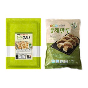 비건 채식 웰빙 우리밀 2종(야채손만두1kg 피망잡채만두1.4kg)