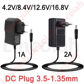 AC 100-240V DC 4.2V 8.4V 12.6V 16.8V 1A 2A 2000mA 3.5*1.35mm 플러그 어댑터 전원 공급 장치 충전기 18650 리튬 이온 배터리, 02 8.4V 1A_01 미국