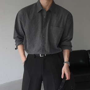 베이직바이블 크랙 피그먼트 셔츠 무지 오버핏 포켓 남방(7colo)