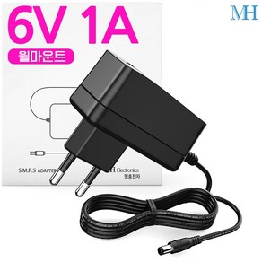 명호전자 6V 어댑터 DC 6V 500mA 0.5A 1A 2A 3A 아답터, MH02_6V 1A 벽걸이형, 1개