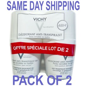 데오드란트 미국 Vichy 48H Anti Pespiant 민감한 피부 Roll on 2 x 50ml NEW FRESH, 2개