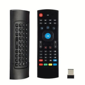 MX3 에어 마우스 USB 무선 키보드 스마트 교체 리모컨 24G RF 컨트롤러 음성 마이크 포함 안드로이드 TV 박스 PC용, 1.black