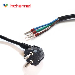 인채널 국산 파워 접지 연장코드 전기파워코드 압착 단선 1.5SQ x 3C VCTF전선 16A 250V, 연장코드 VCTF전선/흑색 1m_IWP001, 1개, 1m
