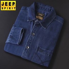 JEEP SPIRIT 지프 스피릿 셔츠 남자 가을 겨울 자유로운 캐쥬얼 패션 남자 데님 긴팔티 느슨한 단색 긴팔 캐주얼 탑 버튼 긴소매 남성 셔츠 2083