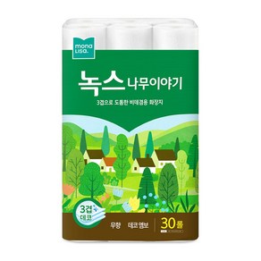 모나리자 녹스 나무이야기 3겹 대용량 두루마리 롤 화장지 휴지 티슈 비데겸용, 30롤, 1개