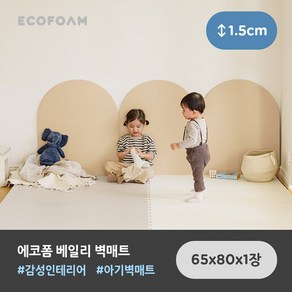 에코폼 베일리 벽매트 65 x 80 x 1.5cm 유아 침대 안전 벽가드, 네츄럴코튼, 색상:네츄럴 코튼