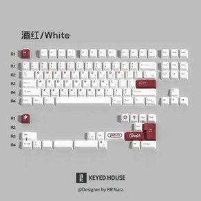 키캡 KEYCAP Cush80 세트 PBT 열 승화 맞춤형 체리 프로필 기계식 액세서리 한국어, 적축, 없음, 14) White Red Koean