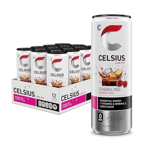 CELSIUS 스파클링 체리 콜라 기능성 에센셜 에너지 드링크 355ml 12, 12개