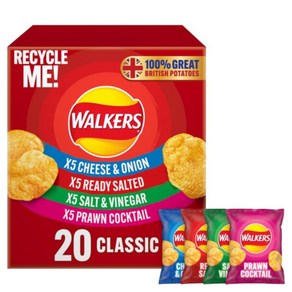 [영국발송] 4가지맛 20팩 워커스 클래식 버라이어티 멀티팩 감자칩 Walkers Classic Variety Multipack Crisps