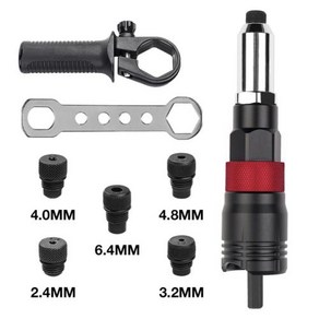 전동리벳건 전문 전기 너트 어댑터 자동 네일 무선 도구 렌치 및 핸들 포함 2.4-6.4mm, 1개