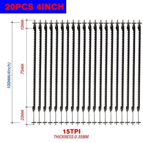 ROVATEC 고정 스크롤 톱날 목공 DIY용 전동 공구 액세서리 두께 15 24TPI 0.15 0.35 105mm 4 인치 20 개, 04 0.35-15T, 04 0.35-15T