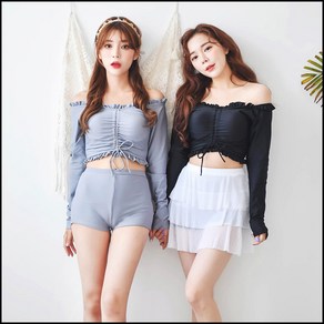 코코드림 #1908 블리스 셔링 캉캉 수영복 3PC수영복 비키니, 그레이