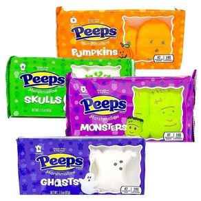 Halloween Peeps Candy Bundle - 4 Pack of Mashmall 할로윈 Peeps 캔디 번들 - 마시멜로 Peep's 4팩 - 완벽한 할로윈 캔디 가을, Multi색상, 1개, 212g