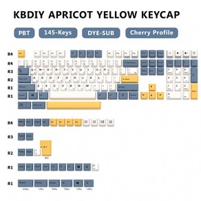 기계식 게임용 프로파일 체리 레트로 키보드 사무용키보드 키캡 승화, 적축, 없음, Apicot Yellow -KR