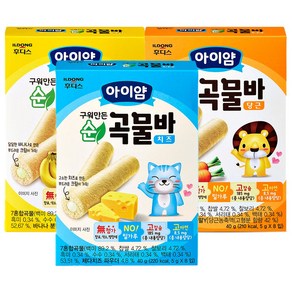 일동후디스 아이얌 리뉴얼 순곡물바 40g 3종 혼합 6개 / 당근2+바나나2+치즈2