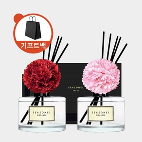 시즈넬 블랙라벨 선물세트 디퓨저 200ml x2 카네이션 레드+핑크, 클린코튼, 1세트