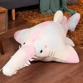 톱상어인형 바다 생물 죠스 선물 애착인형 수면 대형 쿠션 상어 봉제인형, 핑크, 55cm, 1개