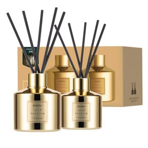 쿤달 퍼퓸 디퓨저 옐로우골드 에디션 200ml 2개 + 섬유스틱 10개, 1세트, 400ml, 편백