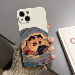 이불 속 짱구 아이폰 갤럭시 고퀄리티 실리콘 폰케이스