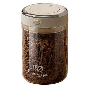 가와시마야 커피 원두 전용 밀봉 용기 1100ml, 베이지 + 클리어, 1개