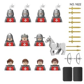 장난감 중세 군인 피규어 선물 밀리터리 빌딩 블록 무기 방패 신성 로마 성 나사로 이스라엘 기사 군단 MOC, [37] 1622-1SET