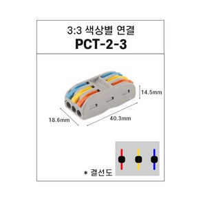 전선커넥터 레버형 구별 PCT-2-3 1개입, 1개