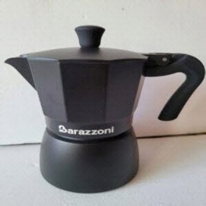 모카포트(MOKA)BARAZZONI DELUXE무광블랙3CUPS (에스프레소 기준)이탈리아명장 인증품/중량:321g 12*10cm스페셜티 모카100g증 /받침대 FREE프로모션, 1개