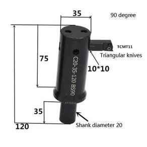 밀링 머신 보링 바 C20 생크 조절 가능한 리밍 공구 홀더 45 도 두꺼운 선반, 1개