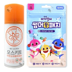 신신제약 모스키토 아웃도어에어로솔 + 핑크퐁 썸머향패치 2종세트, 1세트, 100ml