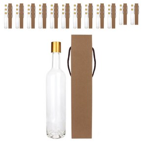 가인글로벌 와인500 투명병 + 스탬핑 롱캡 골드 + 포장박스, 35세트, 500ml