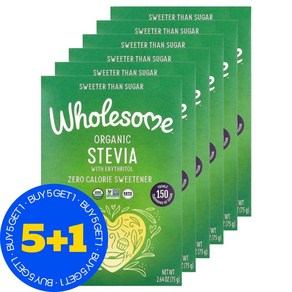 [5+1] 홀썸 스위트너 Wholesome Sweeteners 유기농 스테비아 제로 칼로리 감미료 블렌드 75g / 해외직구 미국 정품, 6개