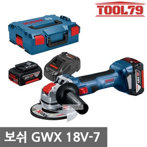 보쉬 5인치 충전그라인더 GWX18V-7 5.0AH2개 세트 X-LOCK, 1개