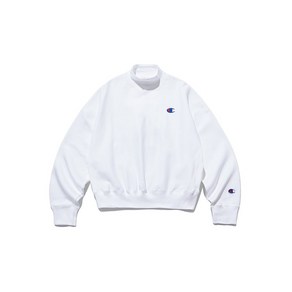 챔피온 Champion 여성 12oz. Revese Weave 기모 크롭 모크넥 스웨트셔츠 화이트 CKTS2F381WT