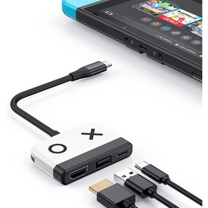 OLED 닌텐도 스위치 용 스위치 도크 HDMI USB 3.0 포트 및 USB C 충전이있는 휴대용 TV 도크 닌텐도 스위치 용 여행용 도크, 1개, 01 301 W