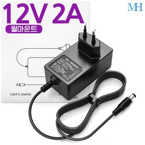 명호전자 12V2A 아답터 벽걸이형 전원선일체형 2구 해외 인증용 DC 12V 2A 어댑터, 12V2A 벽걸이형/아답터만, 1개