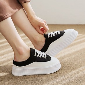 키높이 뮬 스니커즈 블로퍼 운동화 캔버스6cm