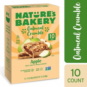 Natues Bakey Natues Bakey 오트밀 크럼블 애플 10 아침 스낵바 각 39g, 1개